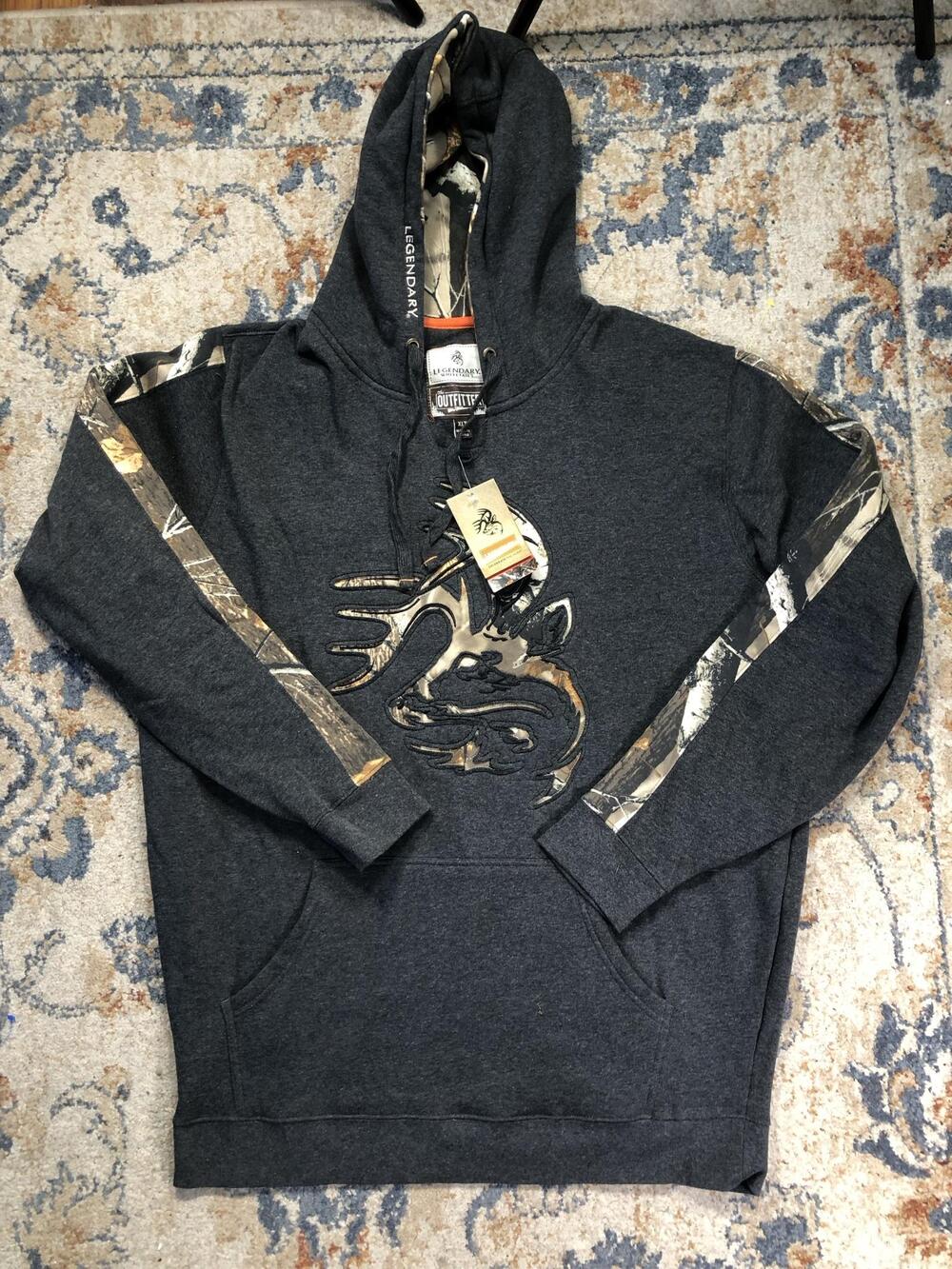 Legendary Whitetails Hoodie Sweatshirt Mens XLT Gray Camo Deer Graphic Pullover